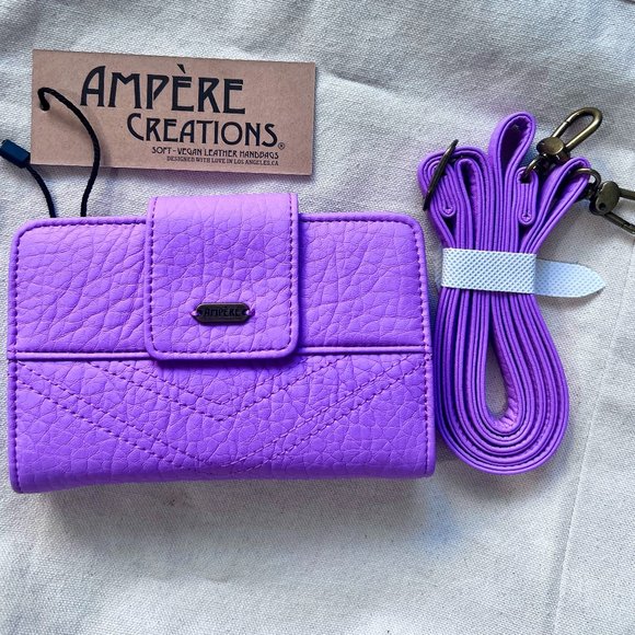 Vibrant and Rich Violet Purple Wallet Crossbody Purse with Removable Strap NWT - Picture 1 of 3